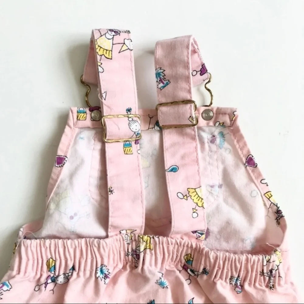 VTG Oshkosh pink beach girl denim dress jumper 2T